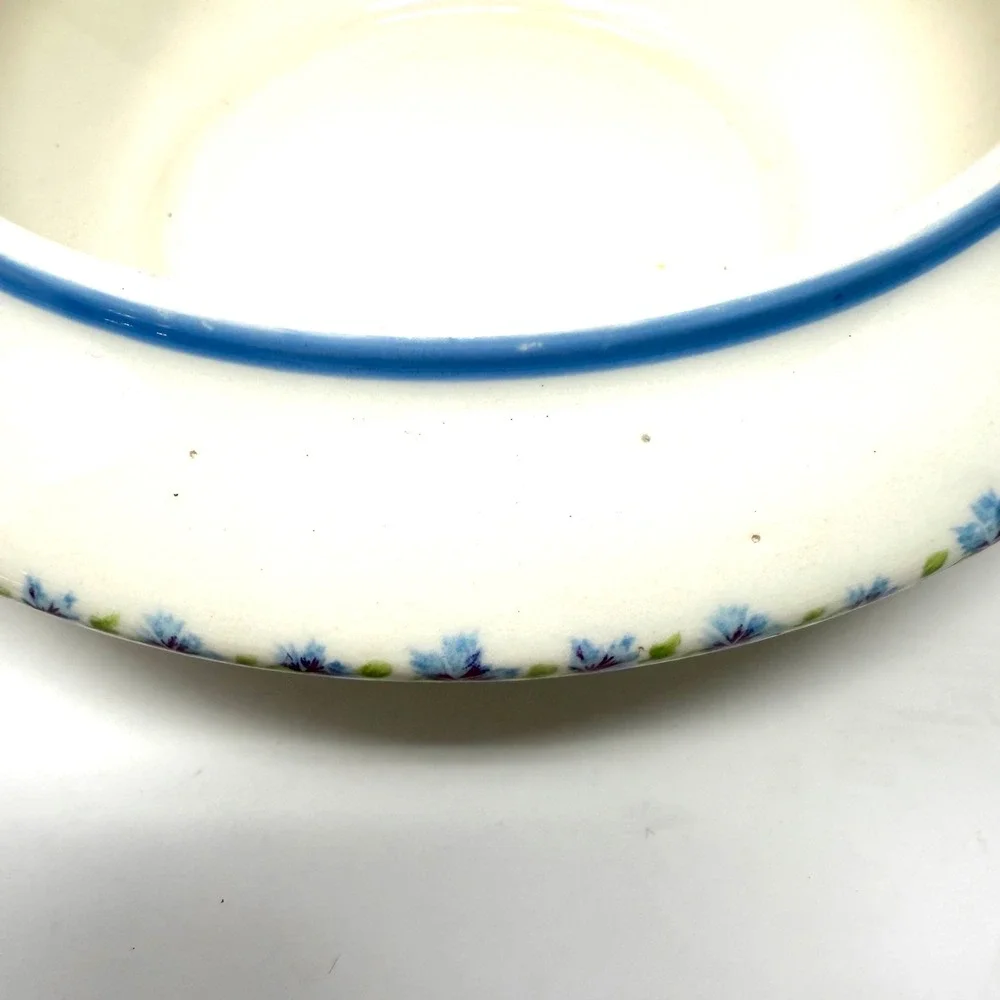 Canonsburg Pottery Bonnie Blue Covered‎ Vegetable Casserole Dish Floral Blue Rim